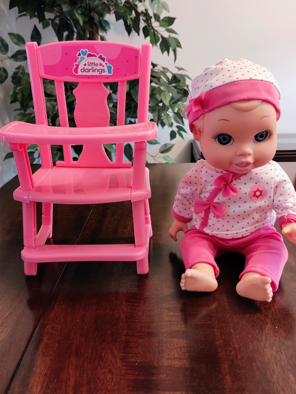 Little Darlings Pink Doll and High Chair Set